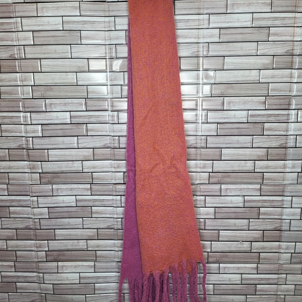 New Laundry by Design Women's Scarf Pink Rust Fringe‎ Neck Warmer Accesories